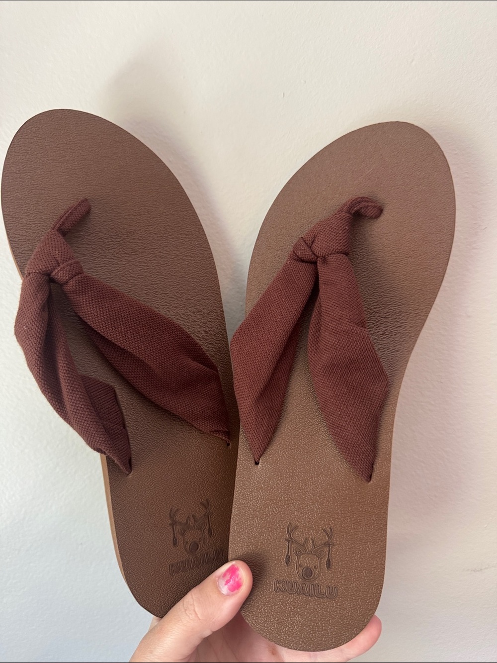 Women’s Brown Knotted Fabric Toe-Post Sandals